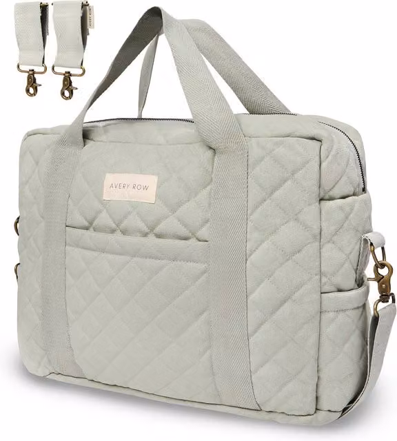 Avery Row Baby Changing Bag with Stroller Clips in Sage Green – 1