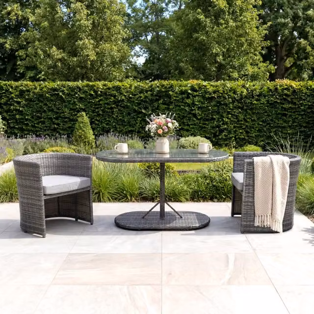 Charles Bentley St Tropez Grey Rattan Bistro Set for Two