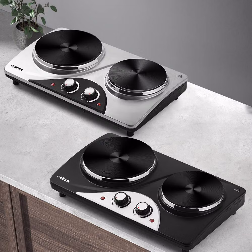 Cusimax Silver Double Cast Iron Hot Plate with Indicator Lights, 2500W, Black – 10