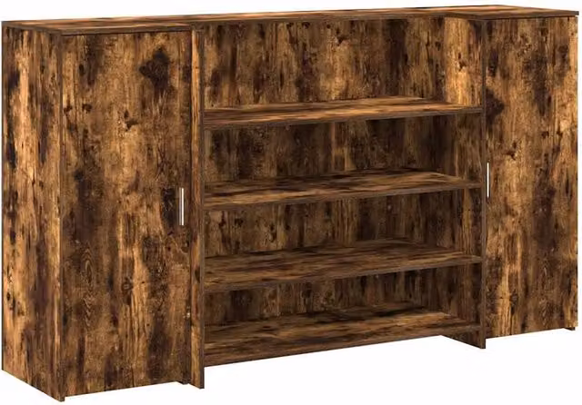 Berkfield Home Smoked Oak Reception Desk in Brown, W/D/H: 180 x 50 x 103.5 cm