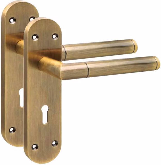 Golden Grace Hardware Victorian Mitred 3 Lever Lock Handle Set with Long Rounded Backplate in Bronze – 2
