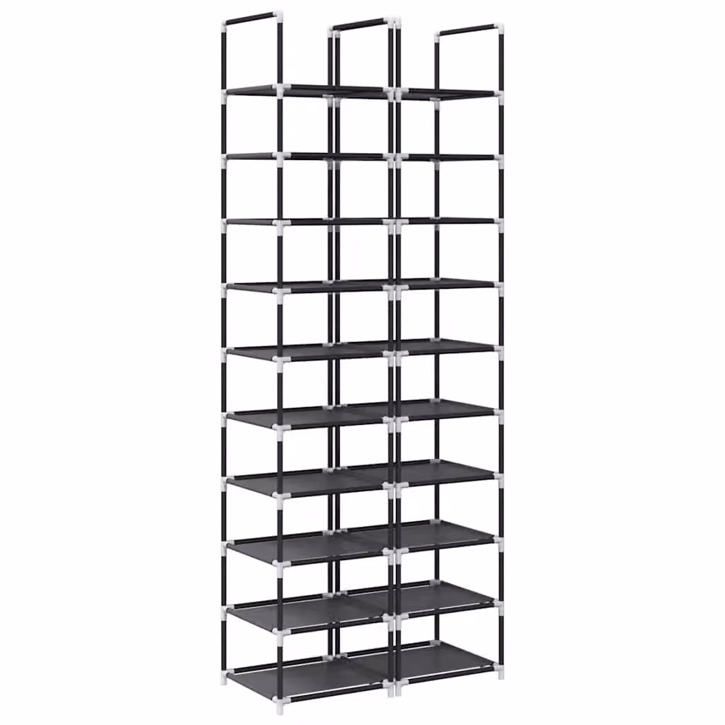 Berkfield Home 10-Tier Shoe Racks, 2 Pack, Black, W/D/H: 33 x 33 x 174 cm – 2