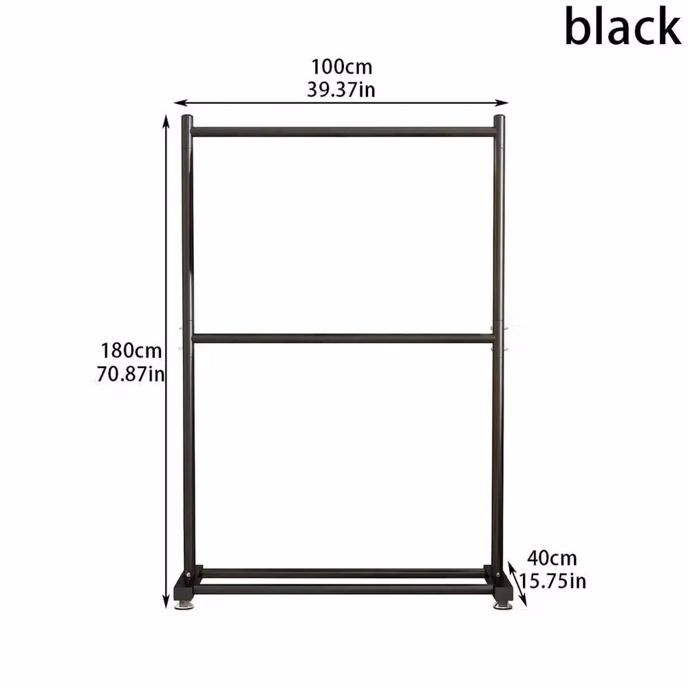 EONLION Black Matt Metal Heavy Duty Clothes Rail with Continuous Linear Rail, W/D/H: 50 x 50 x 180 cm – 2