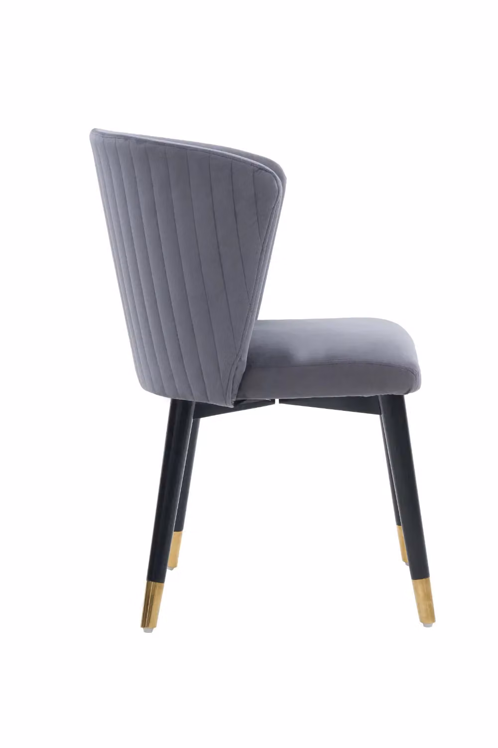 Life Interiors Sofina Modern Velvet Dining Chair with Tufted Back and Rubberwood Frame in Grey and Gold – 3