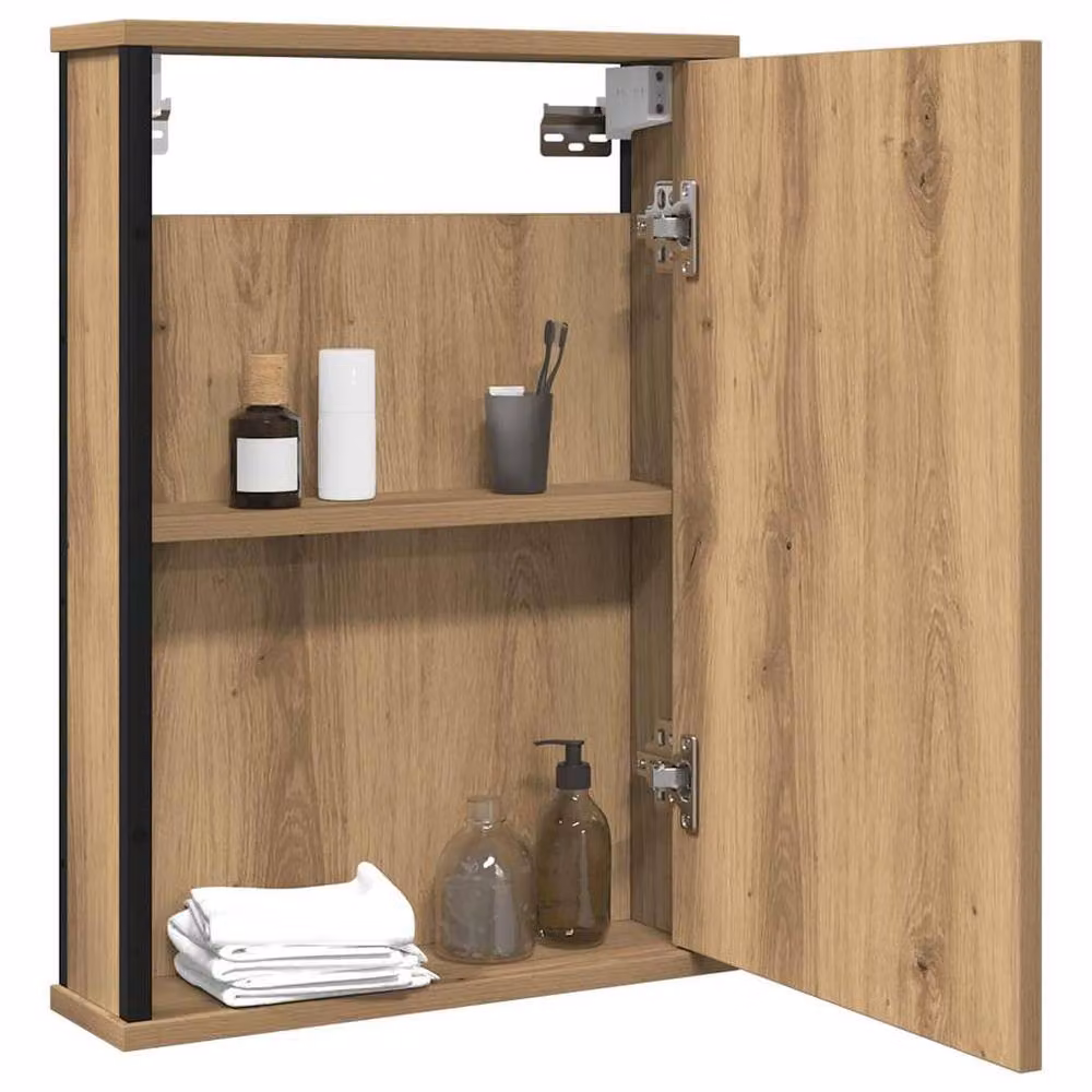 Berkfield Home Artisan Oak Bathroom Mirror Cabinet, Brown, W: 42 cm, D: 12 cm, H: 60 cm – 3
