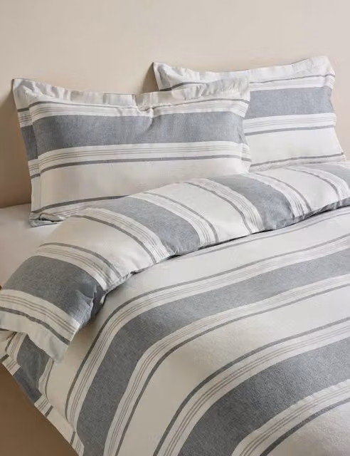 M&S Marble Grey Brushed Cotton Flannelette Bedding Set, 200 x 200 cm