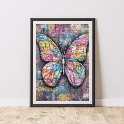 60 Second Makeover Butterfly Graffiti Urban Street Art Poster, Multicolour, A4