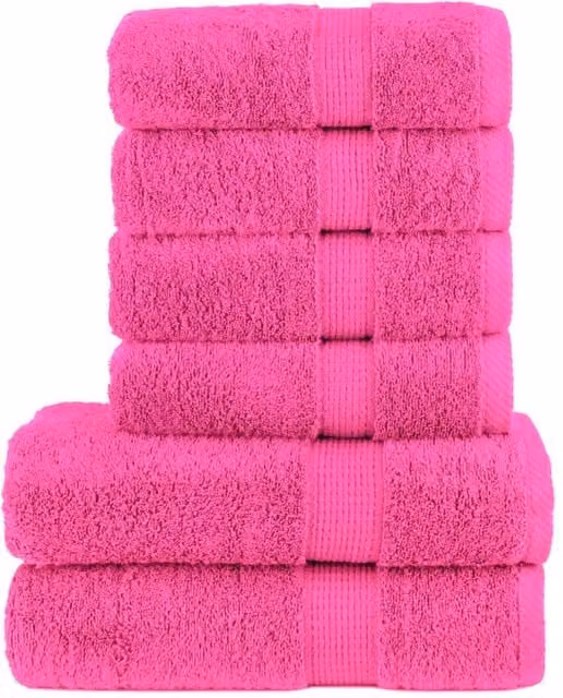 Berkfield Home SOLUND 6 Piece Premium Pink Cotton Terry Towel Set, 600 gsm – 1