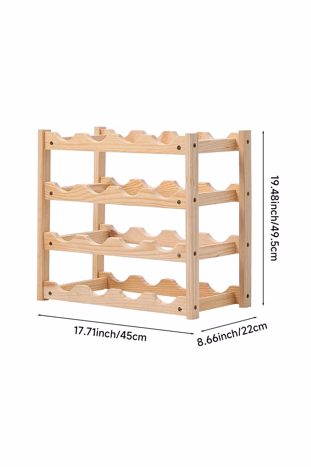 Living and Home 4-Tier Bamboo Wood Wine Rack in Natural Beige – 2