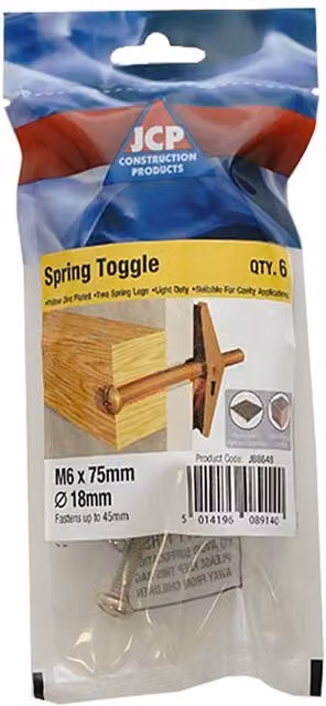 JCP Construction Products Silver Spring Toggles with Screws, Pack of 6