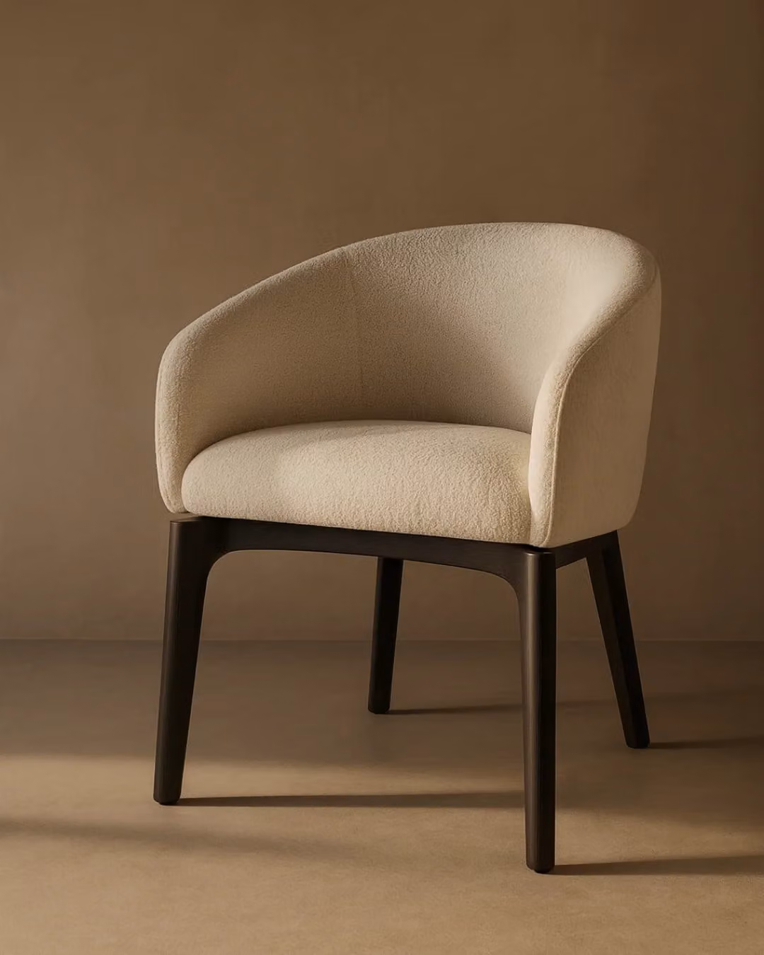 Tommy Franks Lucille Dining Arm Chair in Beige Bouclé