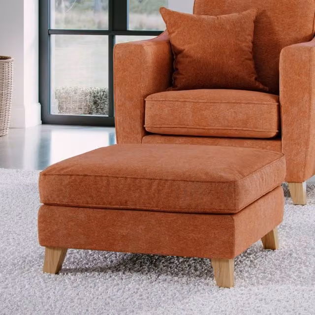 The Great Sofa Company Jackson Chenille Footstool in Terracotta – 1