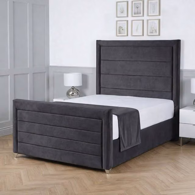 Living Comfort Bedz Selena Upholstered Gas Lift Storage Bed in Charcoal Grey, W/D/H: 200 x 200 x 121.92 cm – 1
