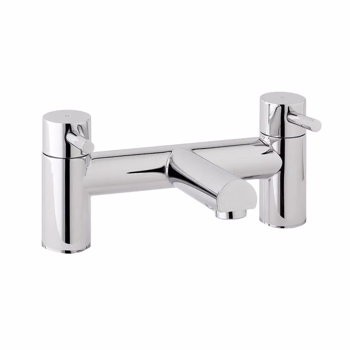 Nes Home Bridge Chrome Round Deck Mounted Bath Filler and Basin Single Lever Mixer in Silver – 2