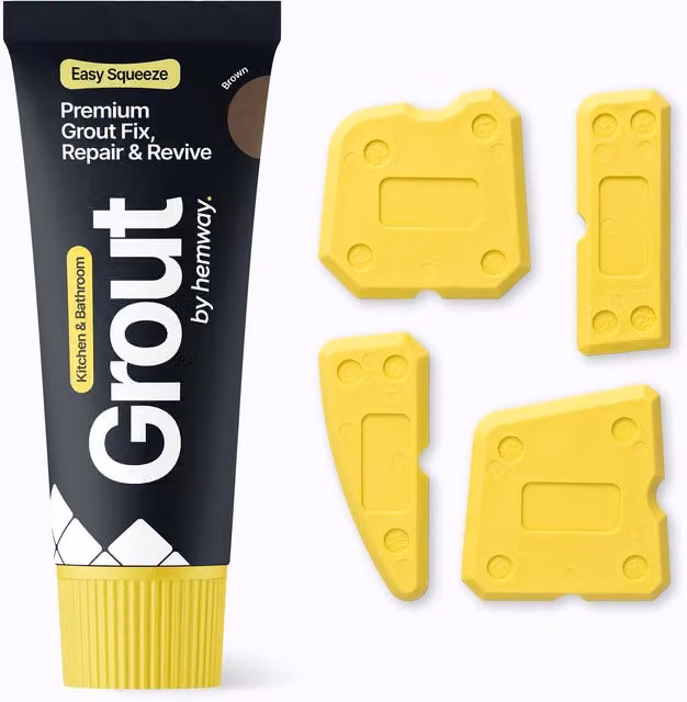 Hemway Brown Grout Reviver Kit 400g with 4 Piece Profiling Tool Kit
