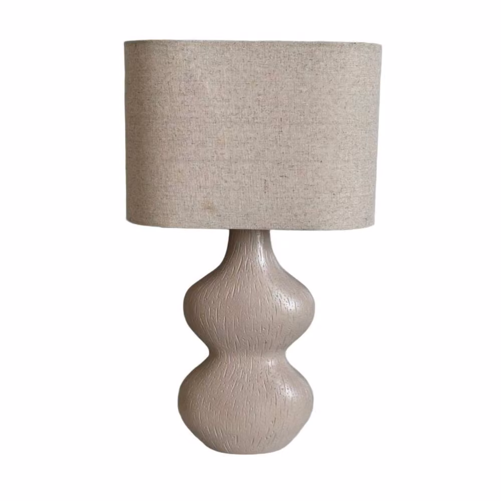 Pagazzi Stephanie Beige Resin Table Lamp with Fabric Shade – 2
