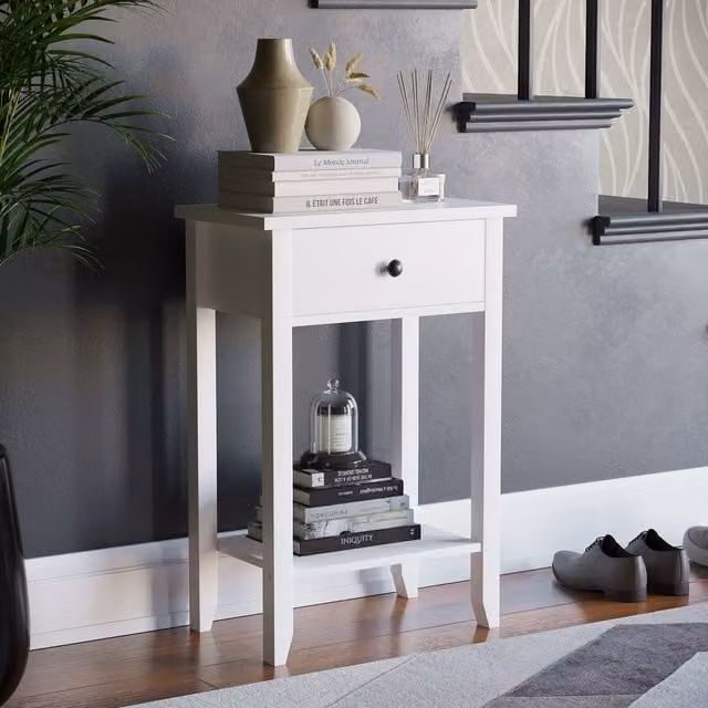 Vida Designs White Modern Rectangular Console Table with One Drawer