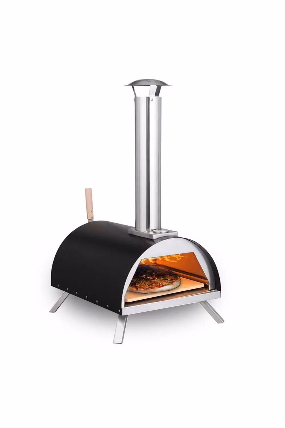Haven Wood Pizza Oven with Raincover and Pizza Paddle in Black and Silver – 2