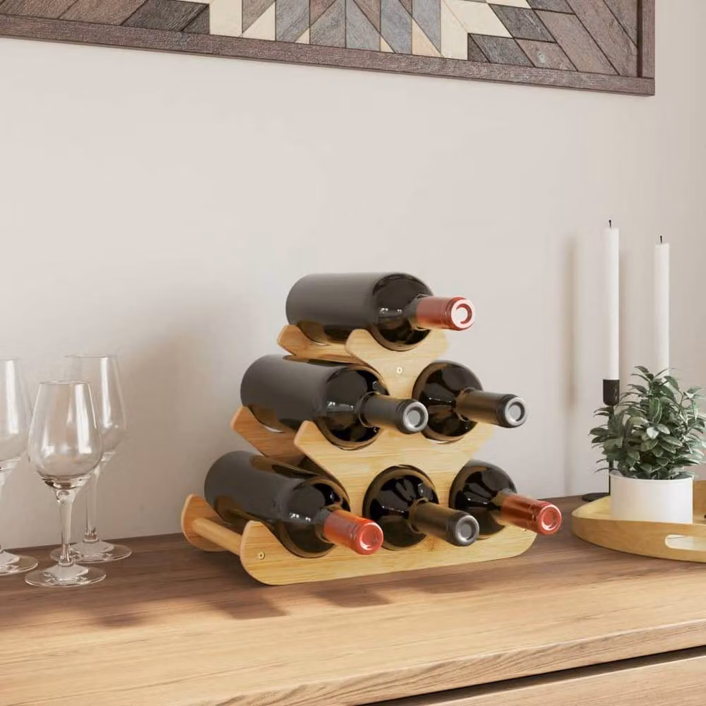Berkfield Home Bamboo Wine Rack for 6 Bottles, Brown, W/D/H: 35 x 18 x 25.5 cm – 2