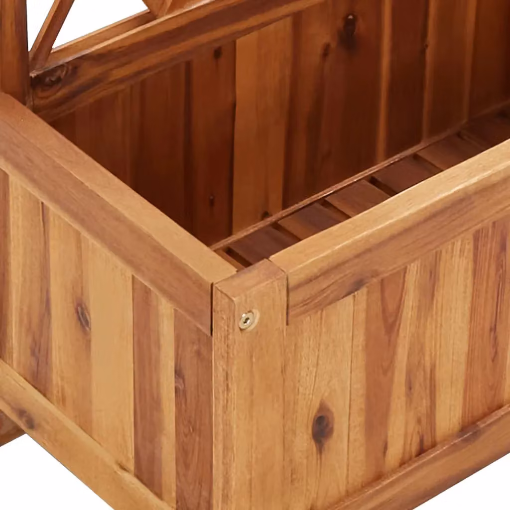 Berkfield Home Garden Raised Bed with Trellis in Brown Solid Acacia Wood – 3