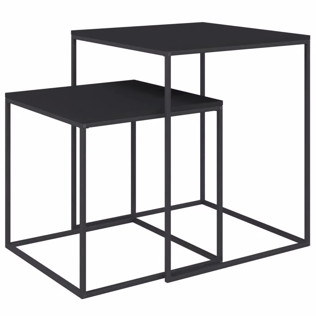 Berkfield Home 2-Piece Nesting Coffee Table Set in Black with Engineered Wood and Metal – 2