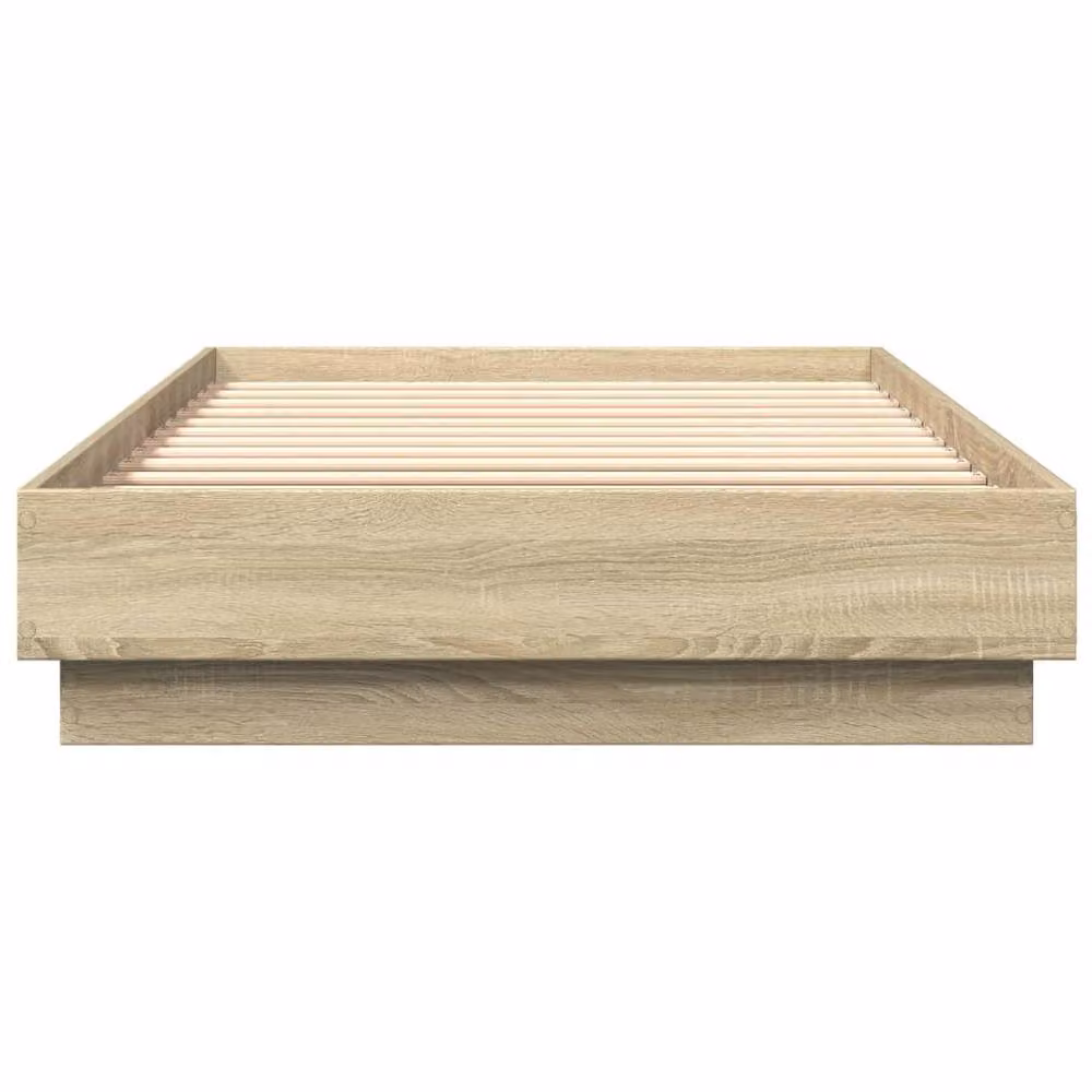 Berkfield Home Sonoma Oak Bed Frame with LED Lights and USB Charging Port, Light Oak, W: 100 cm, D: 200 cm – 4