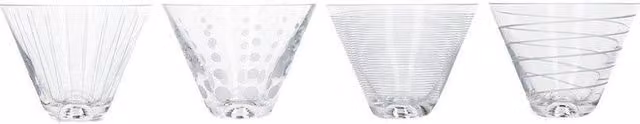 Mikasa Set of 4 Dotted Crystal Cocktail Martini Glasses, 400ml, Yellow and Silver – 2