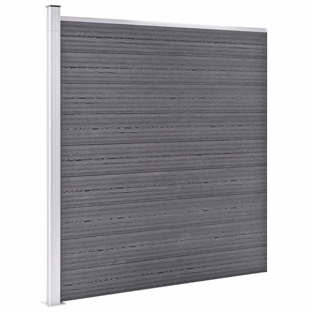 Berkfield Home Garden WPC and Aluminium Fence, Grey, W: 1564 cm, H: 186 cm – 1