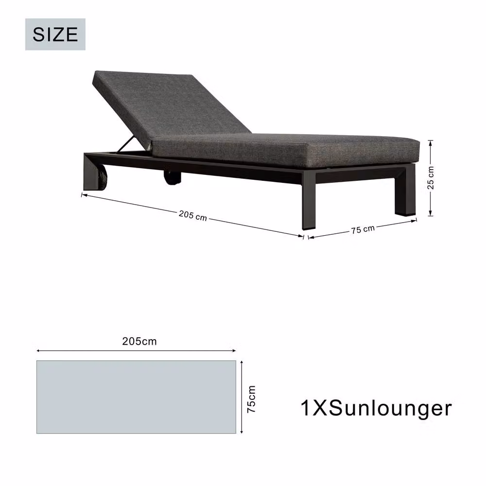 MIMO Fully Assembled Matt Grey Aluminium Lounger with Wheels – 6