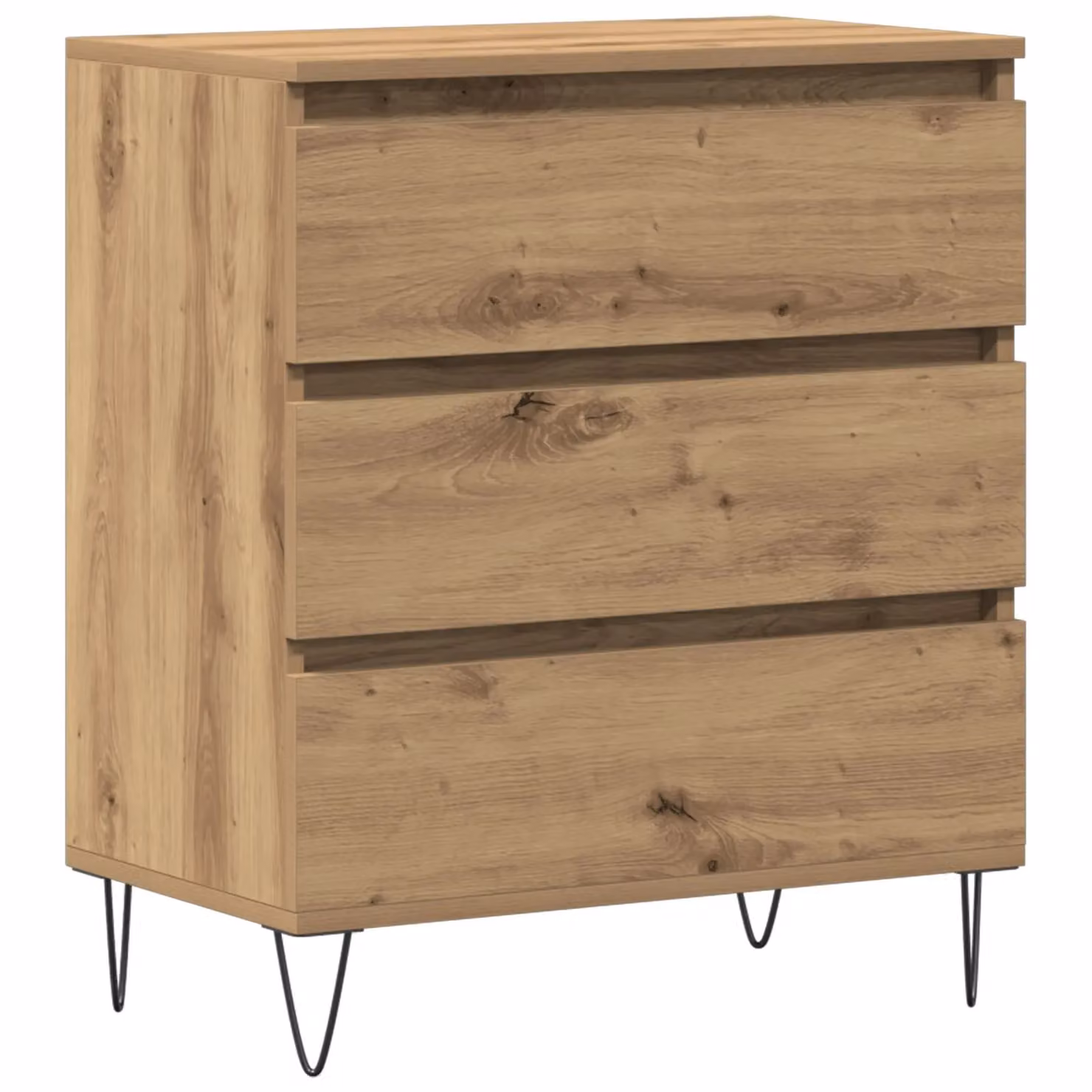 Berkfield Home Artisan Oak Sideboard with Drawers in Brown and Black, W/D/H: 60 x 35 x 70 cm – 2