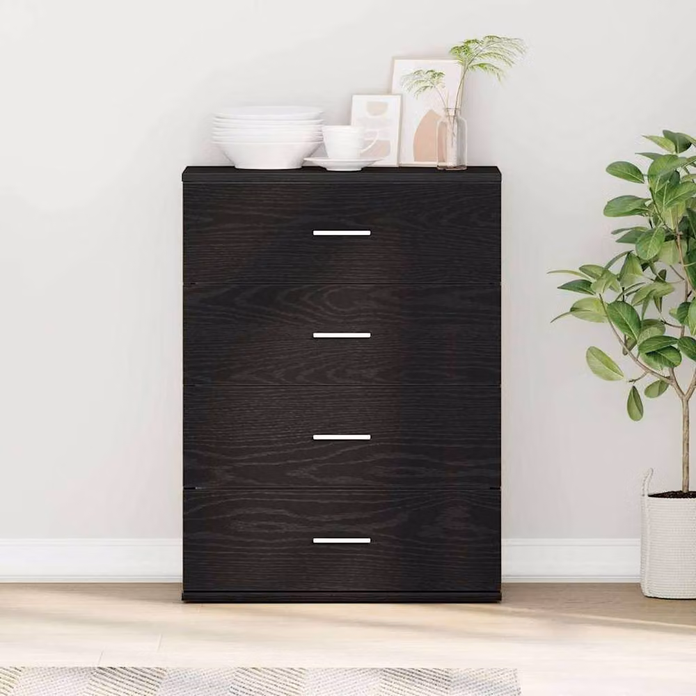 Berkfield Home Modern Sideboard with Drawer in Black Oak, W/D/H: 80 x 39 x 60 cm – 2
