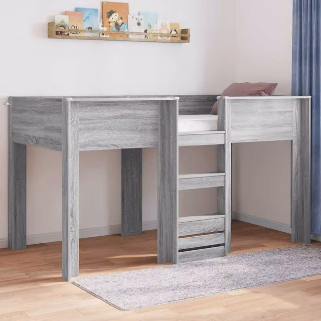 Berkfield Home Modern Two-Level Bunk Bed for Children in Grey Sonoma, W/D/H: 90 x 190 cm, Engineered Wood – 1