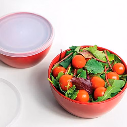 KitchenAid Set of 4 Plastic Prep Bowls with Lids, Red – 4