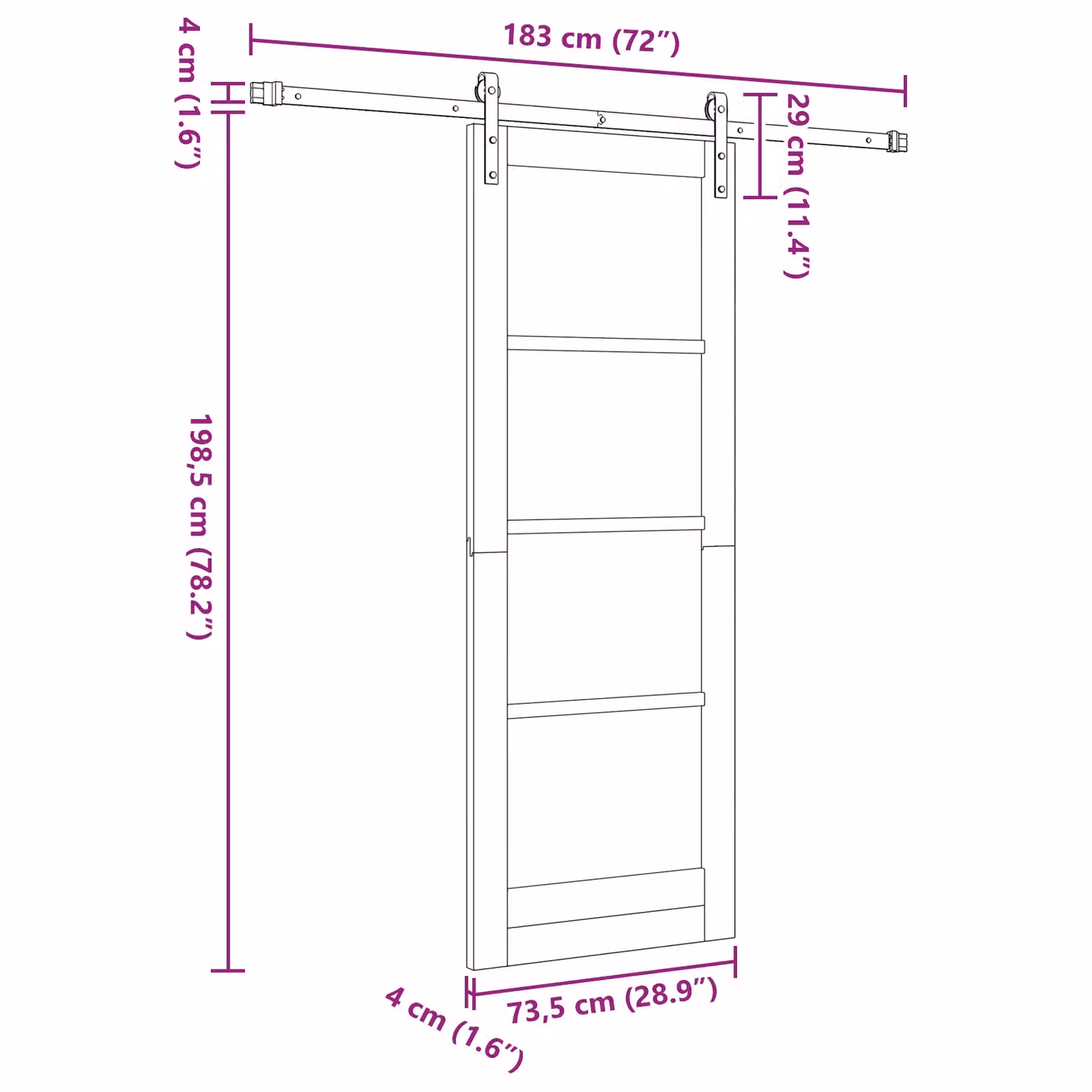 Berkfield Home Orkdal Modern Sliding Door with Hardware Set in Brown Lacquered Solid Wood and Glass, H: 198.5 cm, W: 73.5 cm – 2