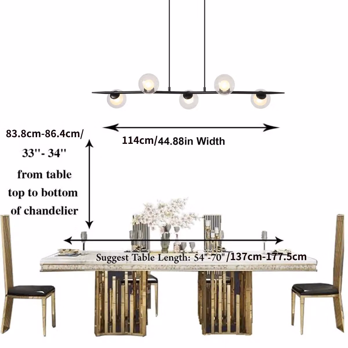 Garwarm 5-Light Linear Kitchen Island Pendant in Black with Transparent Glass – 2