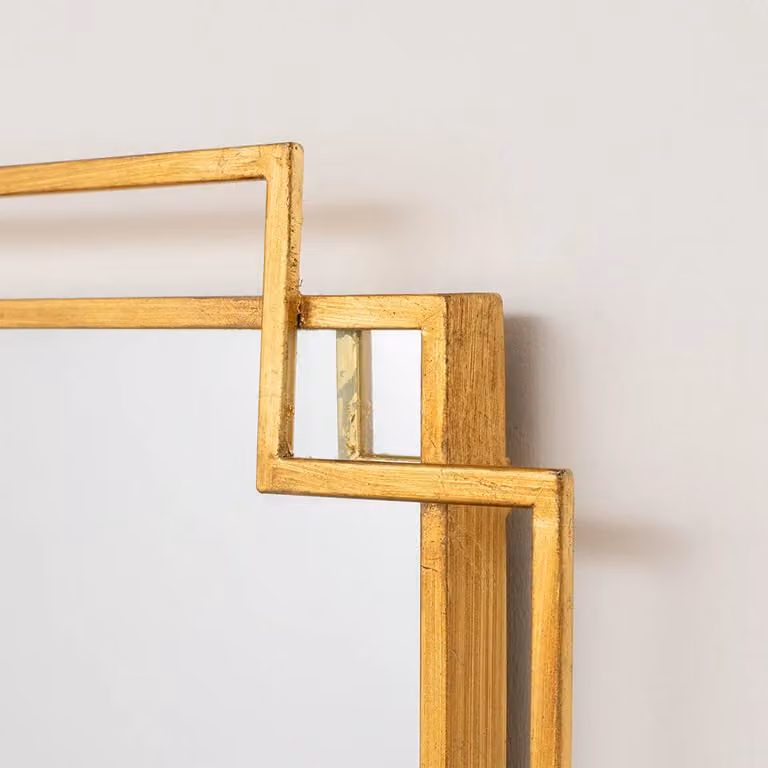 Melody Maison Gold Art Deco Rectangular Wall Mirror H 142 cm x W 47 cm