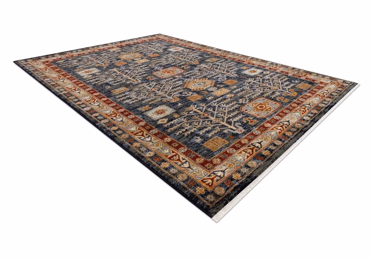 RugsX Blue Oriental Wool Keshan Rectangular Rug W: 160 cm, D: 230 cm – 2