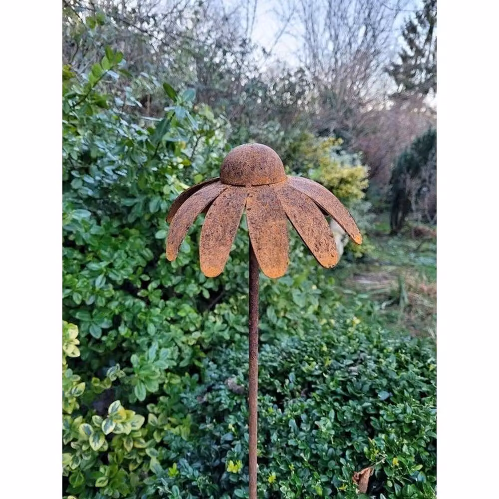Poppyforge Metal Cone Flower Garden Art Pins in Bronze and Brown, Pack of 3 – 2