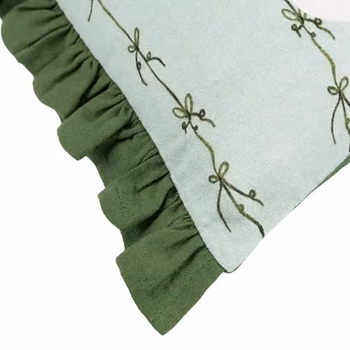 furn Bonjour Cotton Ruffle Decorative Cushion in Green, W/D/H: 50 x 30 x 30 cm – 3