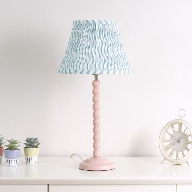 ValueLights Riza Small Tapered Fabric Pleated Easy Fit Lampshade in Green, Width: 27.5 cm