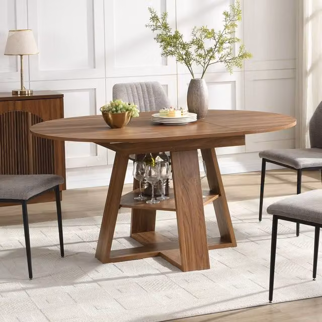 Mona Vale Furniture Extendable Oval Dining Table in Brown