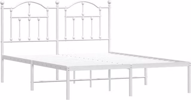 Berkfield Home Metal Bed Frame with Headboard in White, W/D/H: 140 x 190 cm – 1