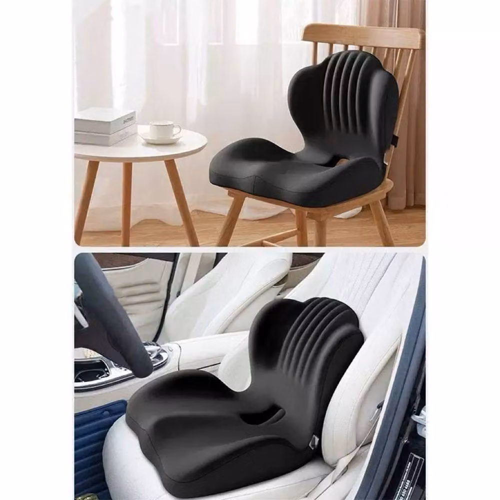 Ventryn 2-in-1 Ergonomic Memory Foam Back and Seat Cushion with Lumbar Support in Black – 6