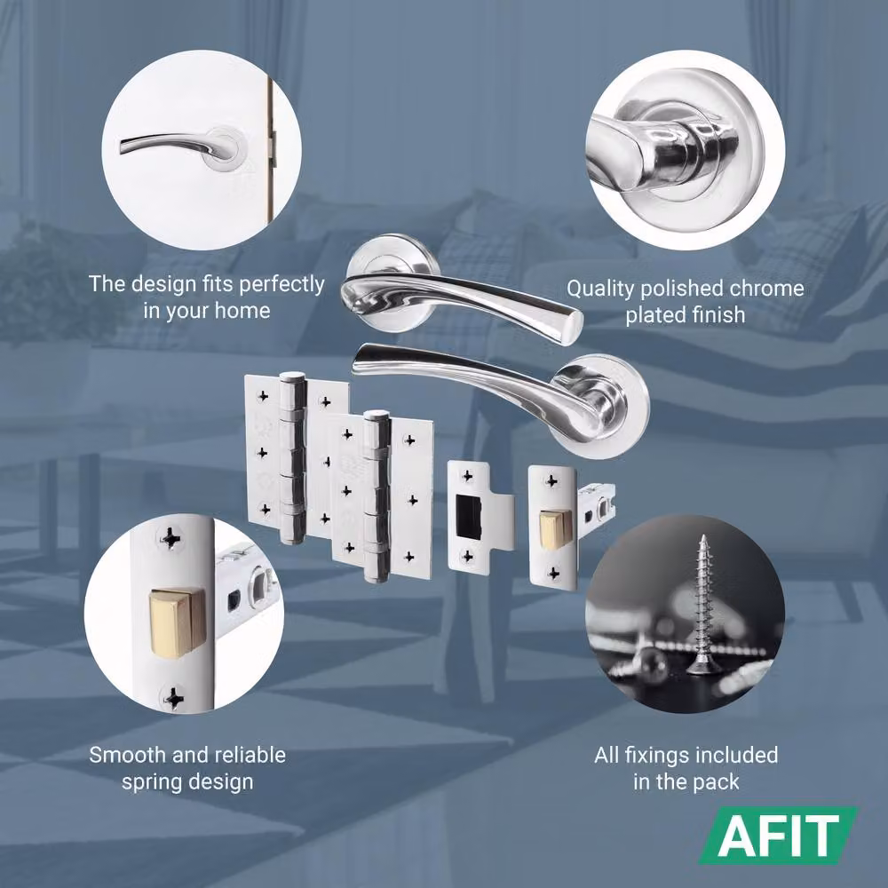 AFIT Novi Range Chrome Internal Twist Door Handles with Latch, 1 Pair, Silver, W: 15.0 cm x H: 15.0 cm – 2