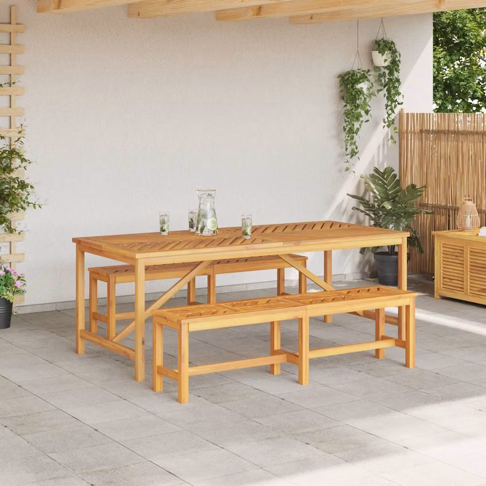 Berkfield Home 6 Piece Modern Garden Dining Set in Brown Solid Acacia Wood – 3