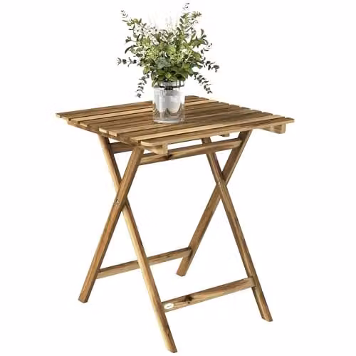 Outsunny Foldable Acacia Wood Outdoor Coffee Table in Brown, W/D/H: 60 x 60 x 73 cm