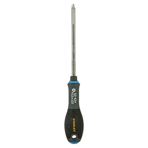 Stanley FatMax Bolster Screwdriver Pozi Tip PZ2, Black and Multicolour, Chrome Vanadium Steel, Length: 12.5 cm