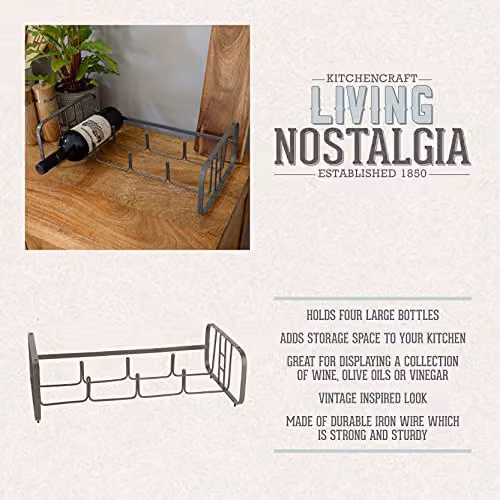 KitchenCraft Living Nostalgia Stackable Metal Wire Bottle Rack in Grey, W/D/H: 22.5 x 44.5 x 13.5 cm – 3