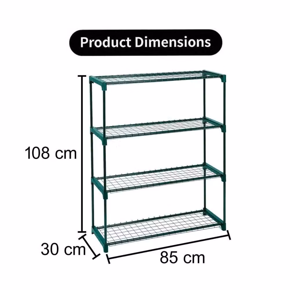Havendro 4-Tier Metal Garden Plant Storage Rack in Green, H 108 x W 85 x D 30 cm – 2