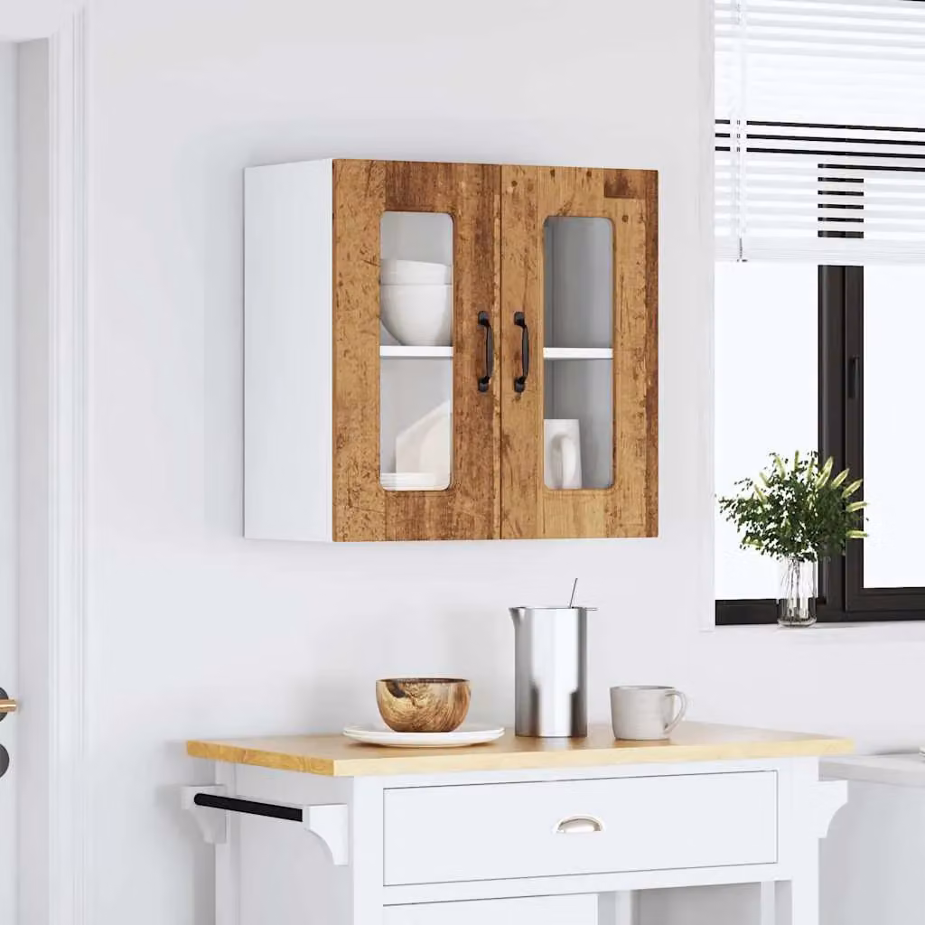 Berkfield Home Kalmar Kitchen Wall Cabinet with Glass Doors in Brown – 3